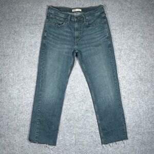 Signature Levi Strauss denim jeans Men 32x30(33x28) Blue straight leg raw hem